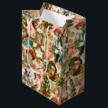 Fun, Festive & Colourful Vintage Christmas Ephemer Medium Gift Bag<br><div class="desc">Happy and fun holiday collage featuring traditional elements associated with the best parts of Christmas through the years, including smiling angels, happy children, adorable puppy, winter holly, a decorated tree, plump snow birds, antique bicycle, presents, and of course a jolly Santa. Each element was extracted from Victorian Christmas cards, restored...</div>