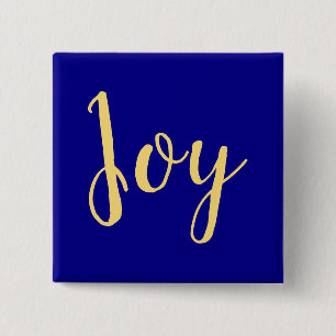 Fun Festive Elegant Holiday JOY Script. Royal Blue 15 Cm Square Badge