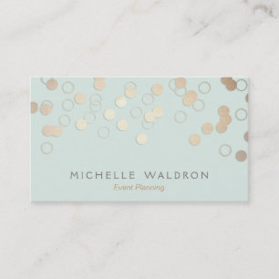 Fun Festive Gold Confetti Event Planner Light Blue Business Card