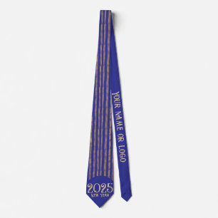 Fun festive happy new year midnight blue stripes  tie
