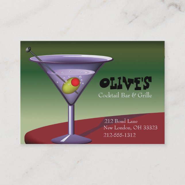 Fun, Festive Martini (cocktail)  Business Card (Front)