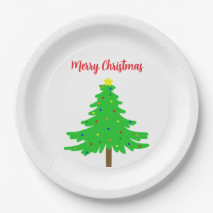 Fun Festive Merry Christmas Trees Paper Plate