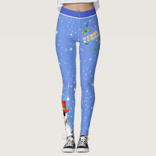 Fun Festive Merry Christmas with Funky Snowman Leggings