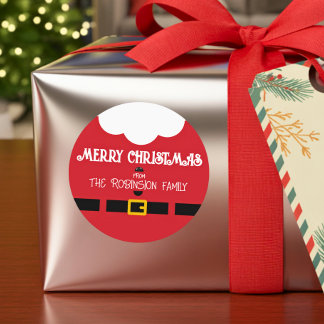 Fun Festive Minimalist Santa Claus Christmas Classic Round Sticker