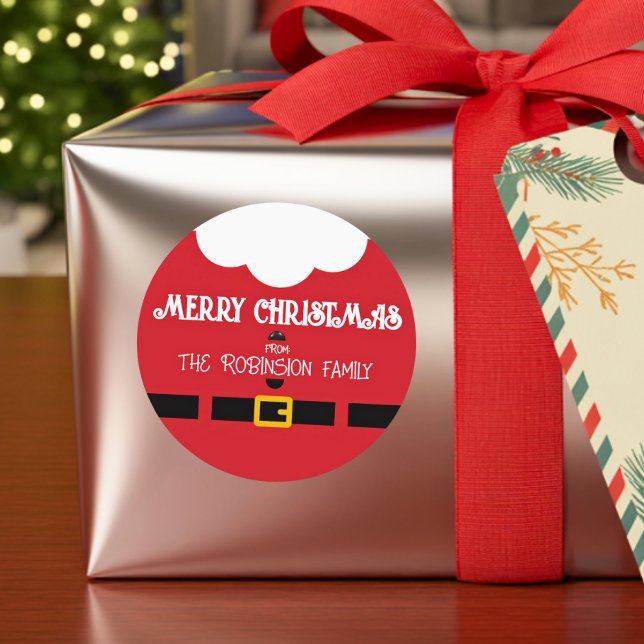 Fun Festive Minimalist Santa Claus Christmas Classic Round Sticker (Creator Uploaded)