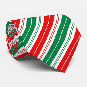 Fun festive red green candy cane stripes tie
