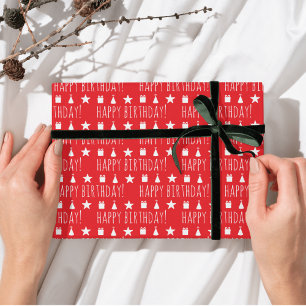 Fun & Festive Red Happy Birthday Wrapping Paper