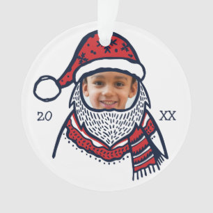 Fun, Festive Red Plaid Santa Claus Character Photo Ornament