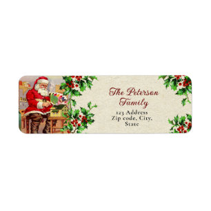 Fun Festive Vintage Victorian Santa's Workshop Return Address Label