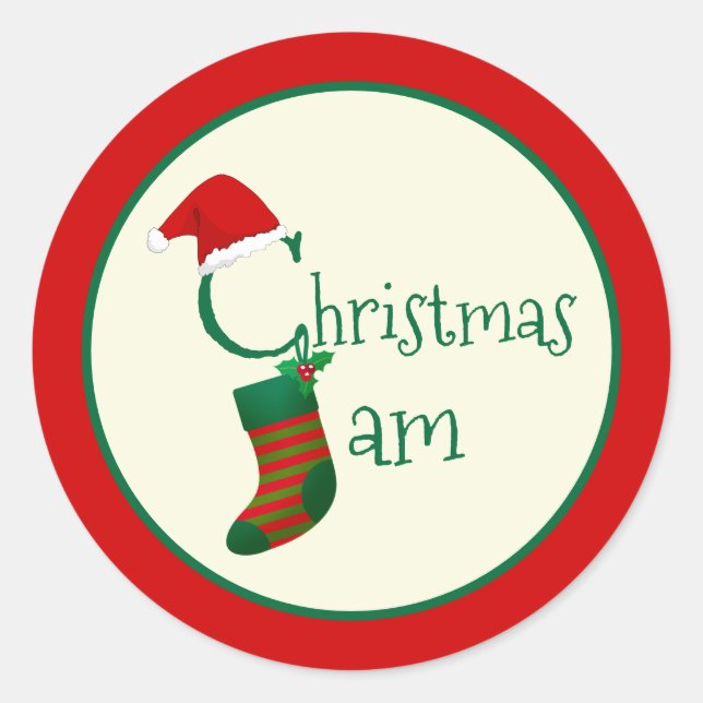 Fun Festive Whimsical Christmas Jam Sticker Label (Front)
