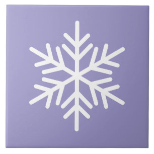 Fun Festive White Nordic Snowflake On Light Purple Ceramic Tile