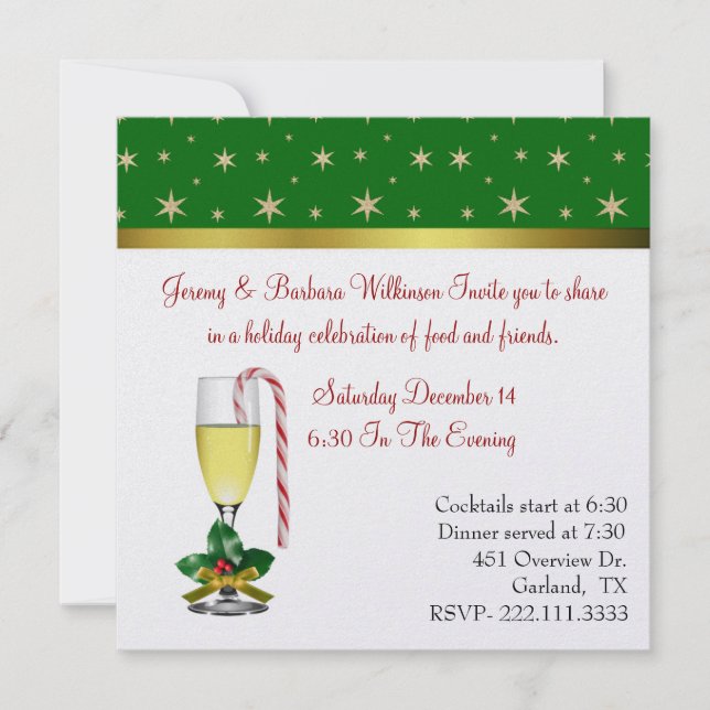 Fun Festive Wine Glass Christmas Party Invitation (Front)