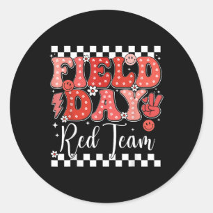 Fun Field Day Red Team Colour Field Trip Game Comp Classic Round Sticker