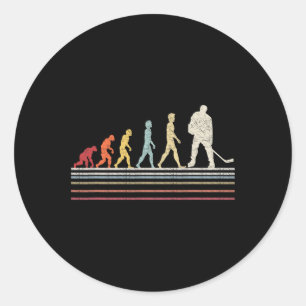 Fun Field Hockey Evolution Of Man Sport Retro Vint Classic Round Sticker