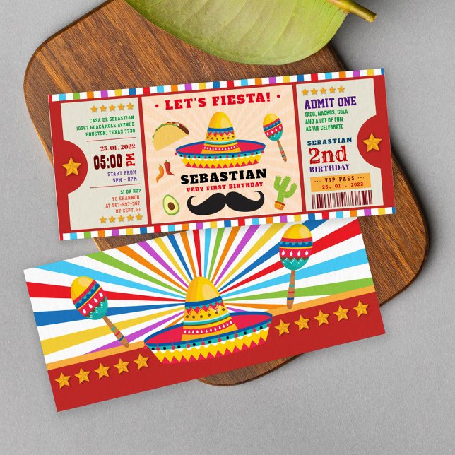 fun fiesta first birthday ticket invitation (Creator Uploaded)