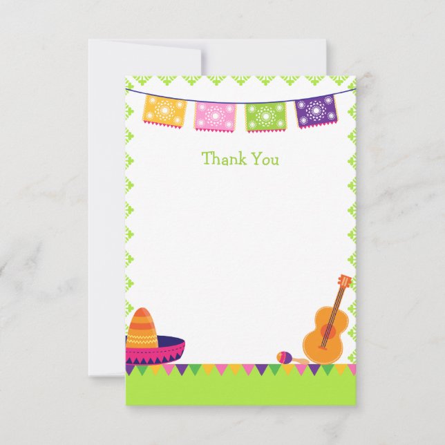 Fun fiesta party colourful birthday thank you card (Front)