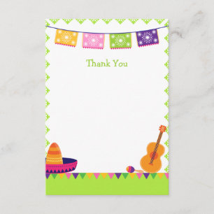 Fun fiesta party colourful birthday thank you card