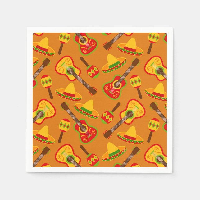 Fun Fiesta party pattern paper napkins (Front)