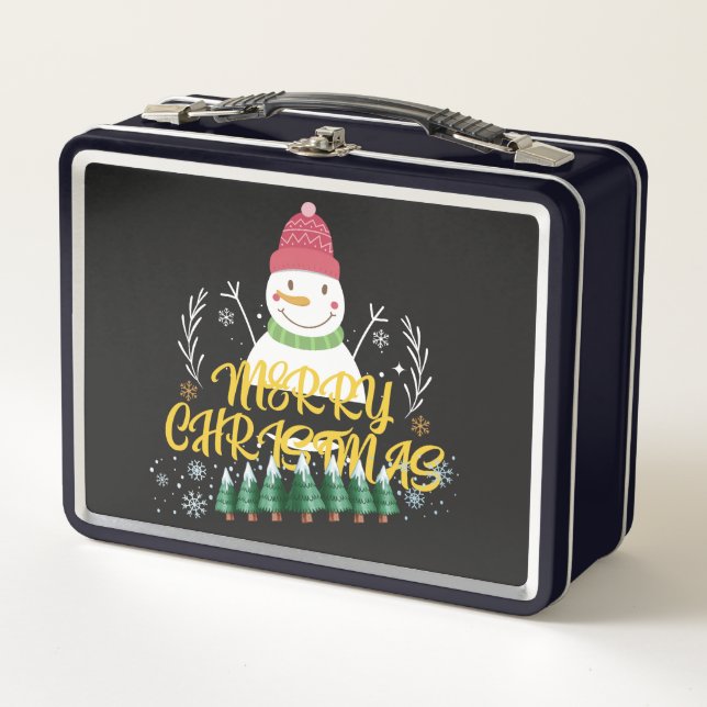 Fun filled Christmas design Metal Lunch Box (Front)