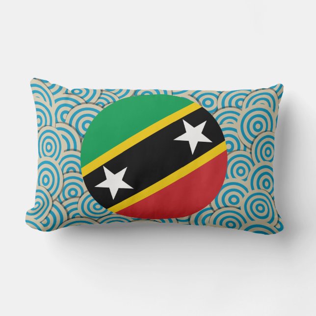 Fun Filled, Round flag of Saint Kitts and Nevis Lumbar Cushion (Front)