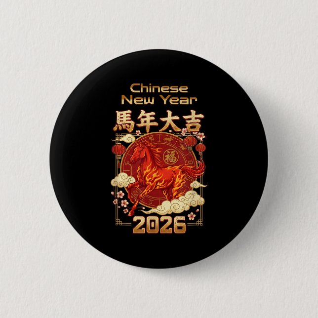 Fun Fire Horse 2026 Lunar New Year Energy Adventur 6 Cm Round Badge (Front)