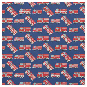 Fun Fire Trucks Navy Blue Fabric