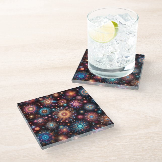 Fun Fireworks  Glass Coaster (Angled)