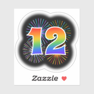 Fun Fireworks + Rainbow Pattern "12" Event #