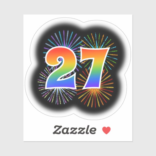 Fun Fireworks + Rainbow Pattern "27" Event # (Sheet)
