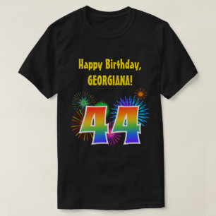 Fun Fireworks + Rainbow Pattern "44" Birthday # T-Shirt