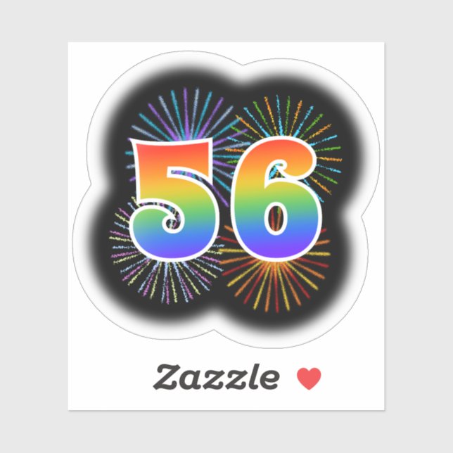 Fun Fireworks + Rainbow Pattern "56" Event # (Sheet)