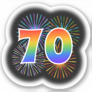 Fun Fireworks + Rainbow Pattern "70" Event #