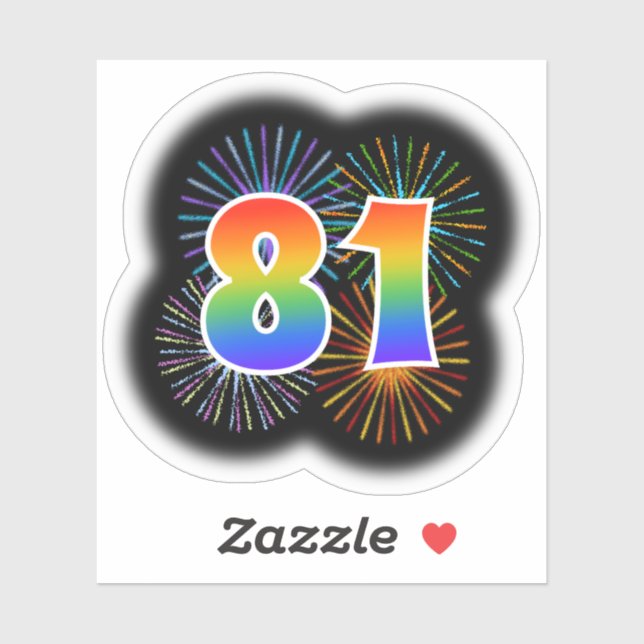 Fun Fireworks + Rainbow Pattern "81" Event # (Sheet)