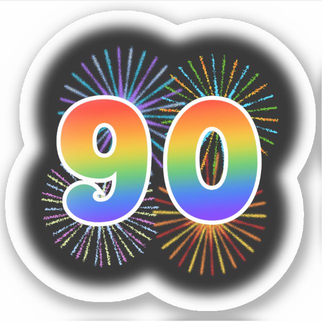 Fun Fireworks + Rainbow Pattern "90" Event # (Front)