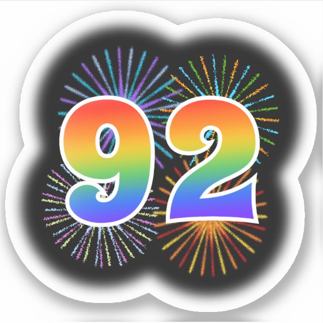 Fun Fireworks + Rainbow Pattern "92" Event # (Front)