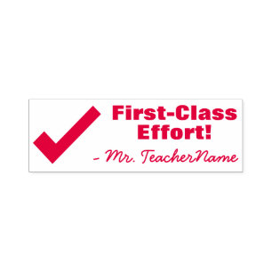Fun "First-Class Effort!" Tutor Rubber Stamp