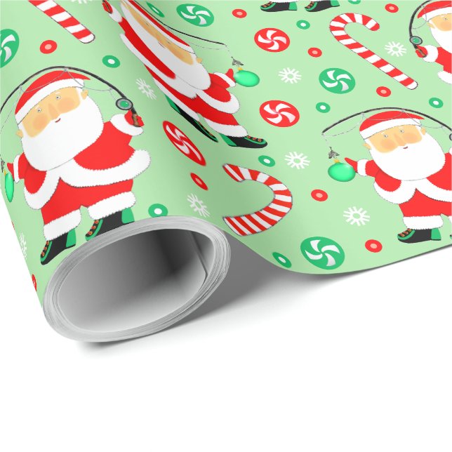 Fun Fishing Christmas Holiday Wrapping Paper (Roll Corner)