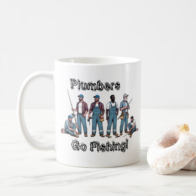 Fun FISHING & Plumbers Coffee Mug (With Donut)