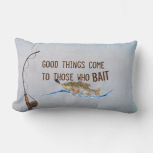 fun fishing quote with fishing pole lumbar cushion