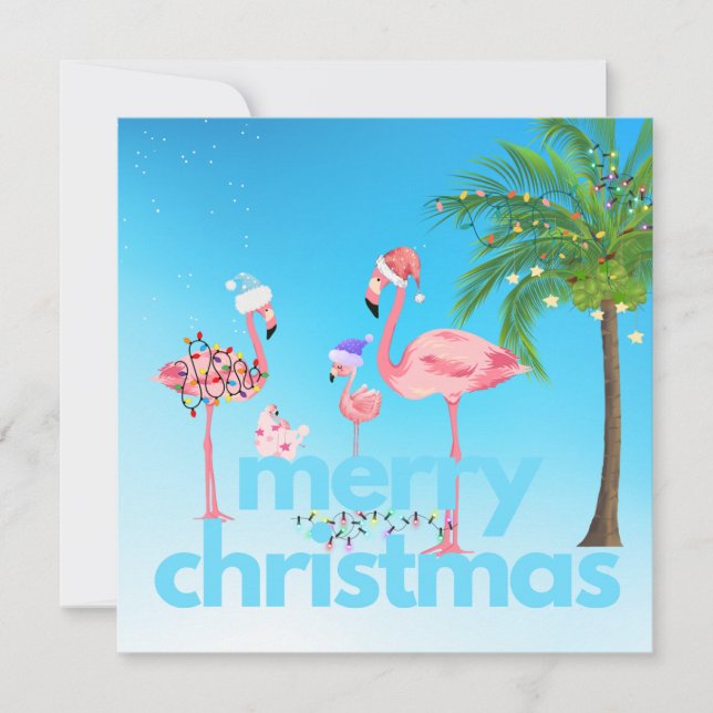 Fun Flamingo Family Christmas Card (Front)