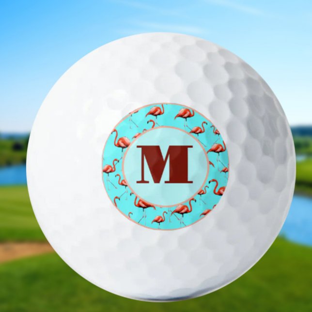 Fun Flamingo pink monogram ladies personalised  Golf Balls (Creator Uploaded)