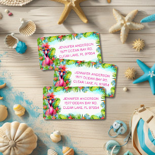 Fun Flamingo Tropical Graduation Return Address Label