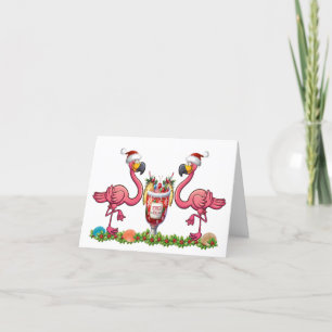 Fun Flamingos Folded Greeting Card