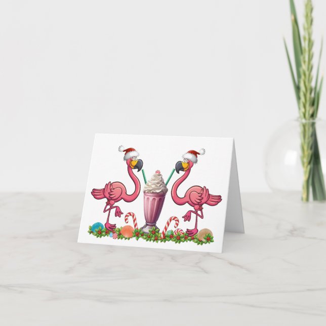 Fun Flamingos Folded Greeting Card (Front)