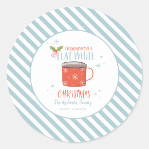 Fun flat white coffee lovers Christmas Coffee Classic Round Sticker
