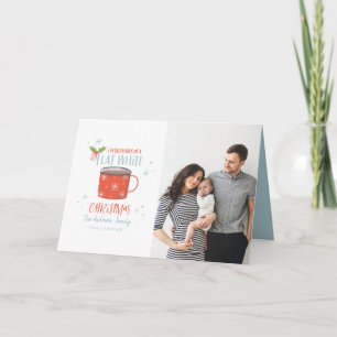 Fun flat white coffee lovers Christmas photo Card