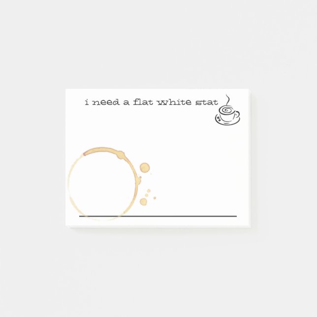 Fun Flat White Lover's Post-it Notes (Front)