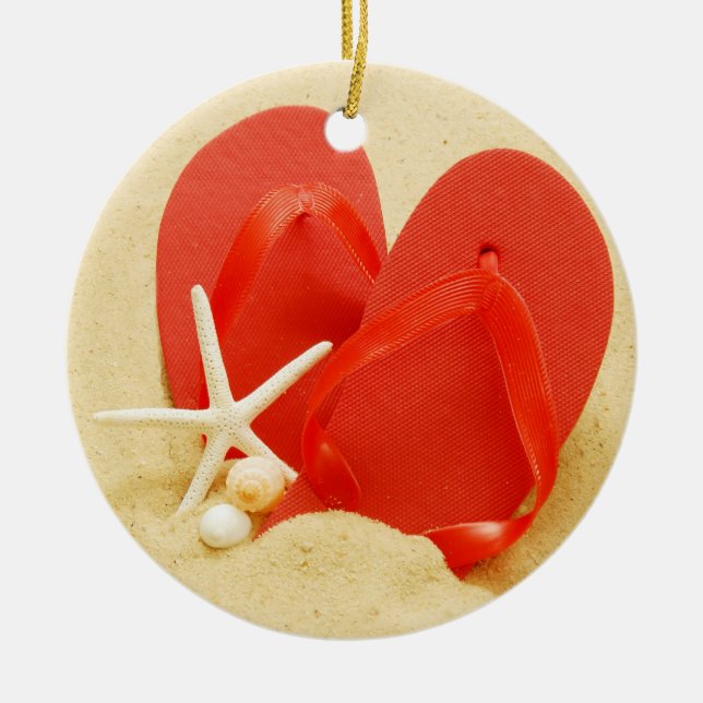 Fun Flip-Flops Ceramic Ornament (Front)