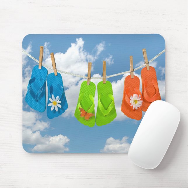 Fun Flip-Flops On Clothesline Mouse Pad (With Mouse)