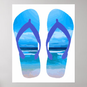 Fun Flip Flops Summer Beach Art for Vacation Poster